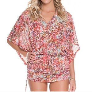 Luli Fama Untameable Cabana V-Neck Cover-Up Dress